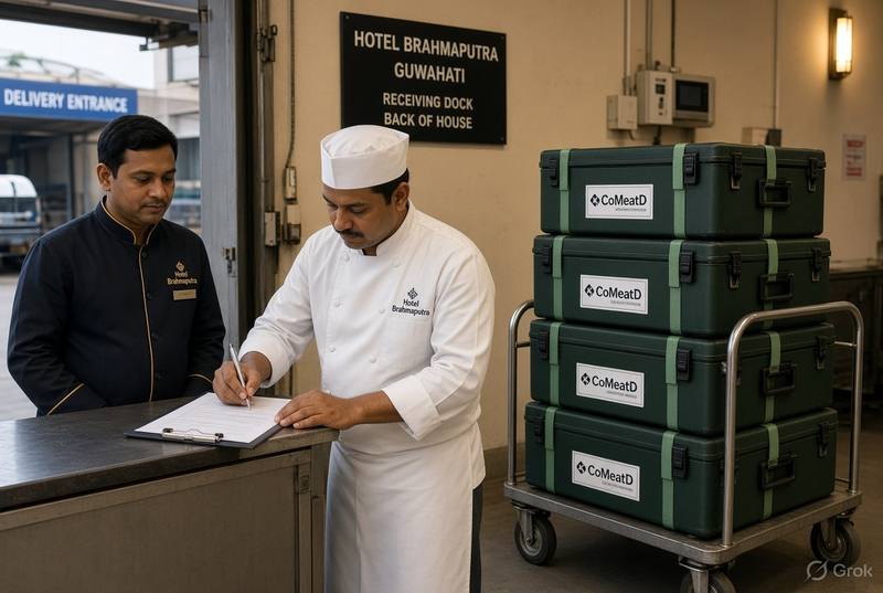 Hotel receiving sealed crates